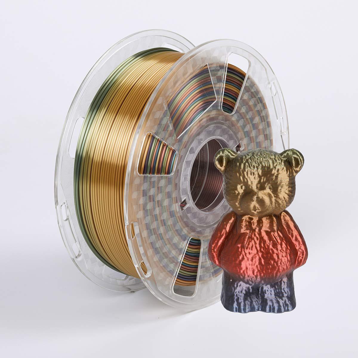 3D Printer Pla Zijde Regenboog Gloeidraad 1.75Mm 1Kg/500G/250G Sublimatie 3D Afdrukken Materialen shine Zijdeachtige Textuur Pauw Kleur