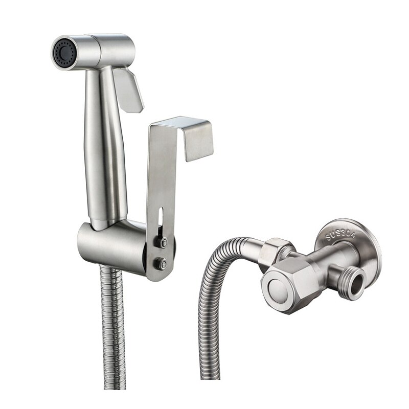 Toalett handhållen bidé rumpa dusch shattaf sprayhuvud 304 rostfritt stål wc douche kit krokad hållare 1.5m slang muslim dusch spray