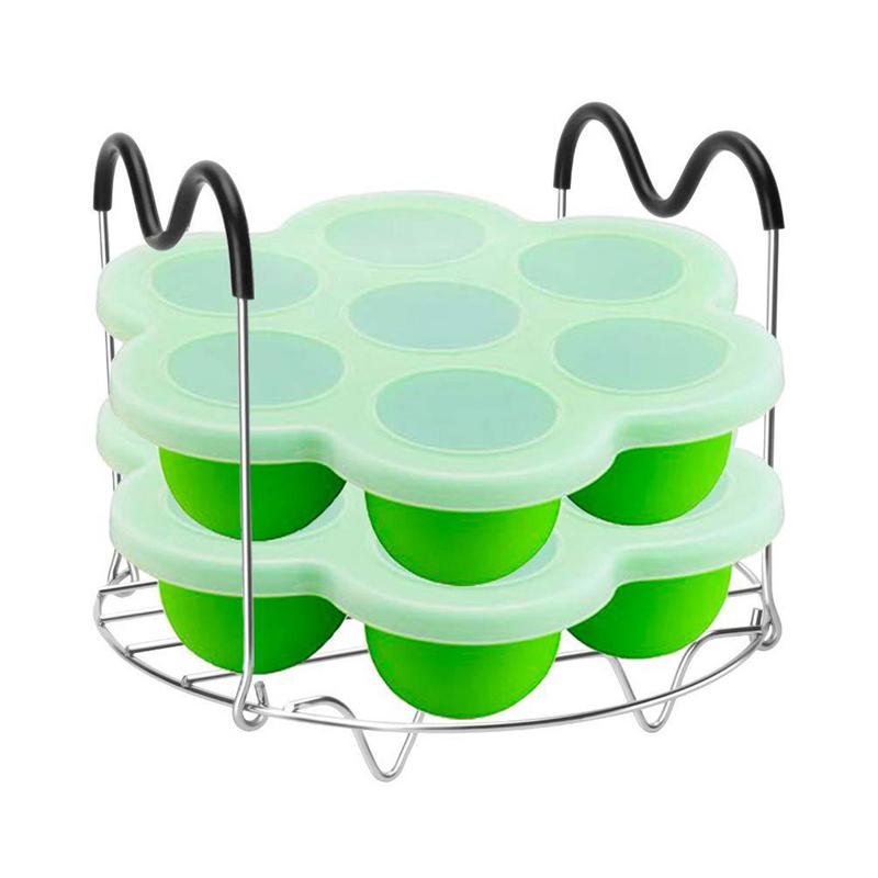3pcs Baby Food Storage Boxes Set With Steaming Rack Silicone Heat-Resistant Tray 7 Cavities Baby Food Container (Random Color)