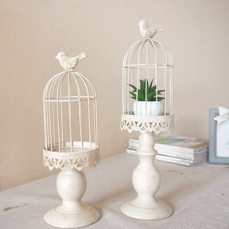 Metalen Vogelkooi Kandelaars Bruiloft Kandelaar Kooien Marokkaanse Lamp Kaars Houder Wit Voor Home Decoratie Kandelaar GZT015