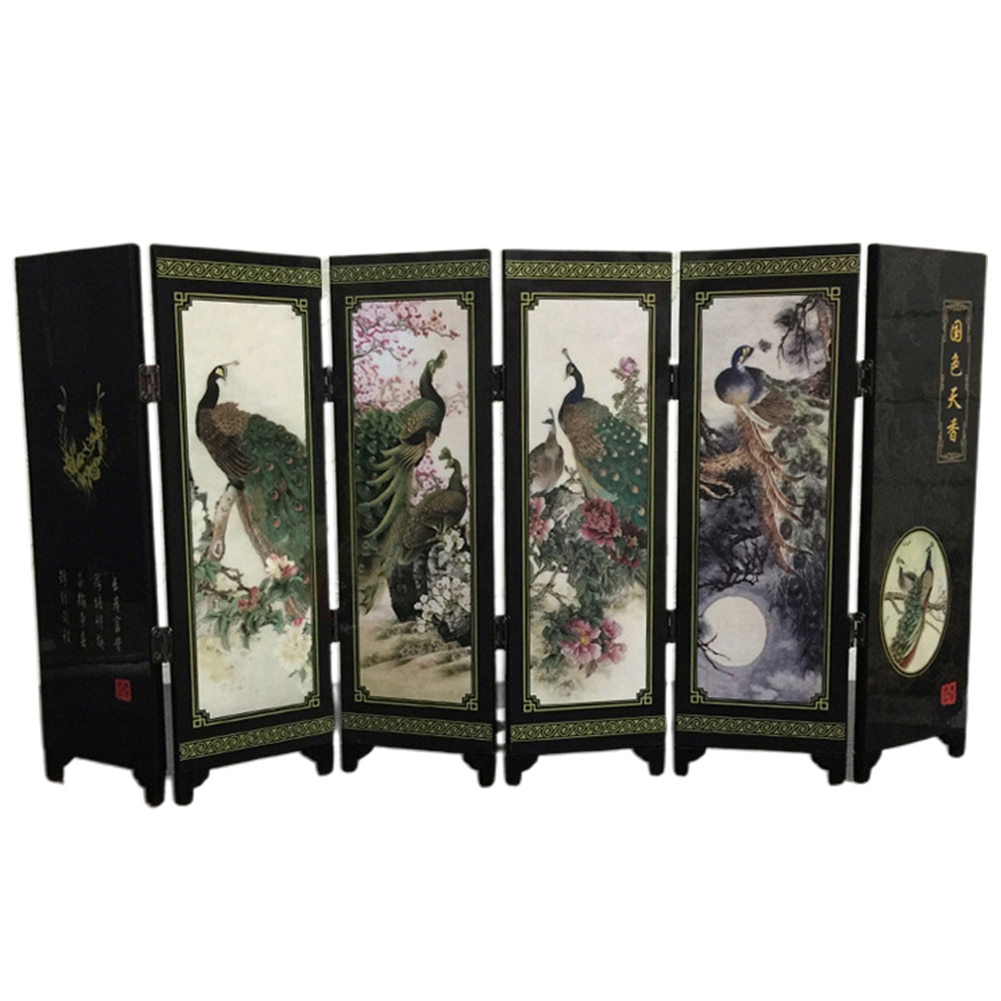 De Madera de 6-Panel Pavo Real pantalla divisoria de sala de partición plegables escritorio DecorFeatures Pavo Real bonito patrón lindo clásico