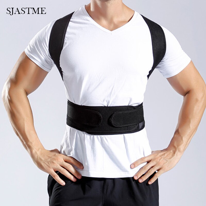 SJASTME Fully Adjustable Posture Back Support Corrector Lumbar Brace Shoulder Band Belt Body Shaper Black Vest Shapewear