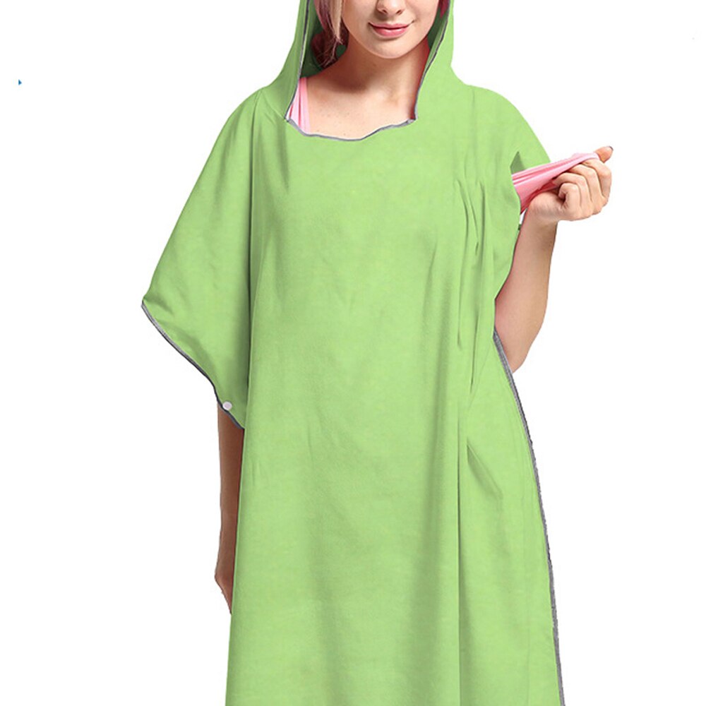 Toallas de playa para adultos, exteriores, secado rápido, con capucha, cambiador, capa con protección solar, Toalla de baño, Poncho, microfibra, Surf, traje de baño, capa: green