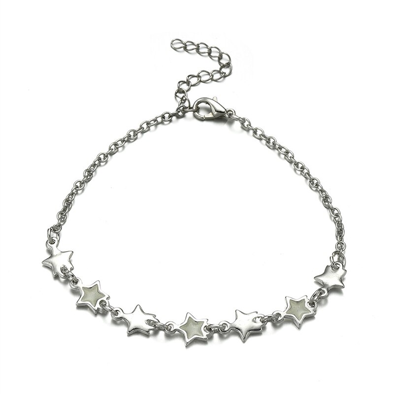 Luminous Star Bracelet For Women Charming Party Gold Silver Color Accessories Glow In The Dark Jewelry: Silver