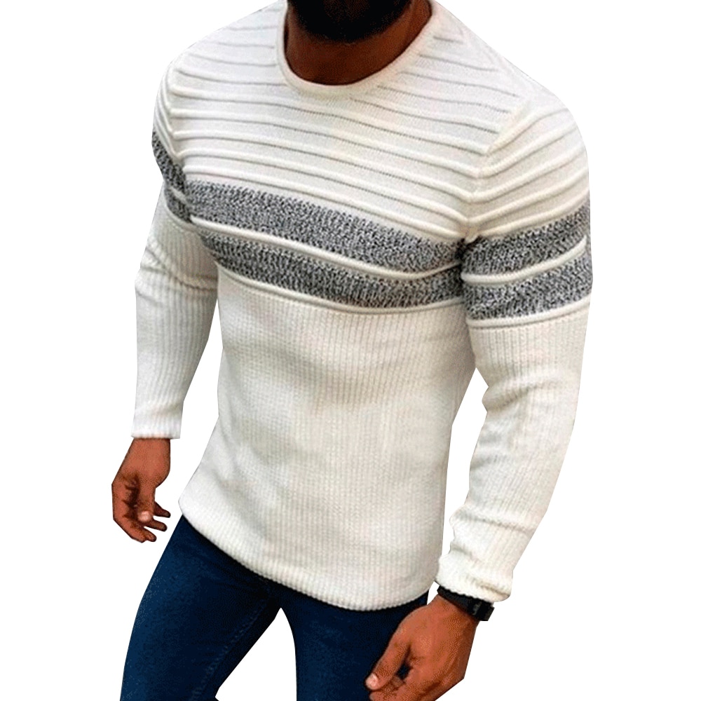 Herfst Heren Truien Patchwork Casual Mannen Kleding O Hals Lange Mouw Gebreide Mannen Kleding Gebreide Truien Top Trui Mannelijke