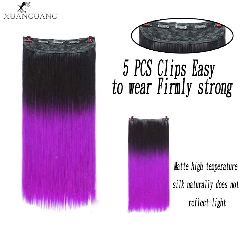 Xuanguang 24 tommer langt rett hår langt hår gradient rett hår gradient hårforlengelse høytemperatur kjemisk fiber