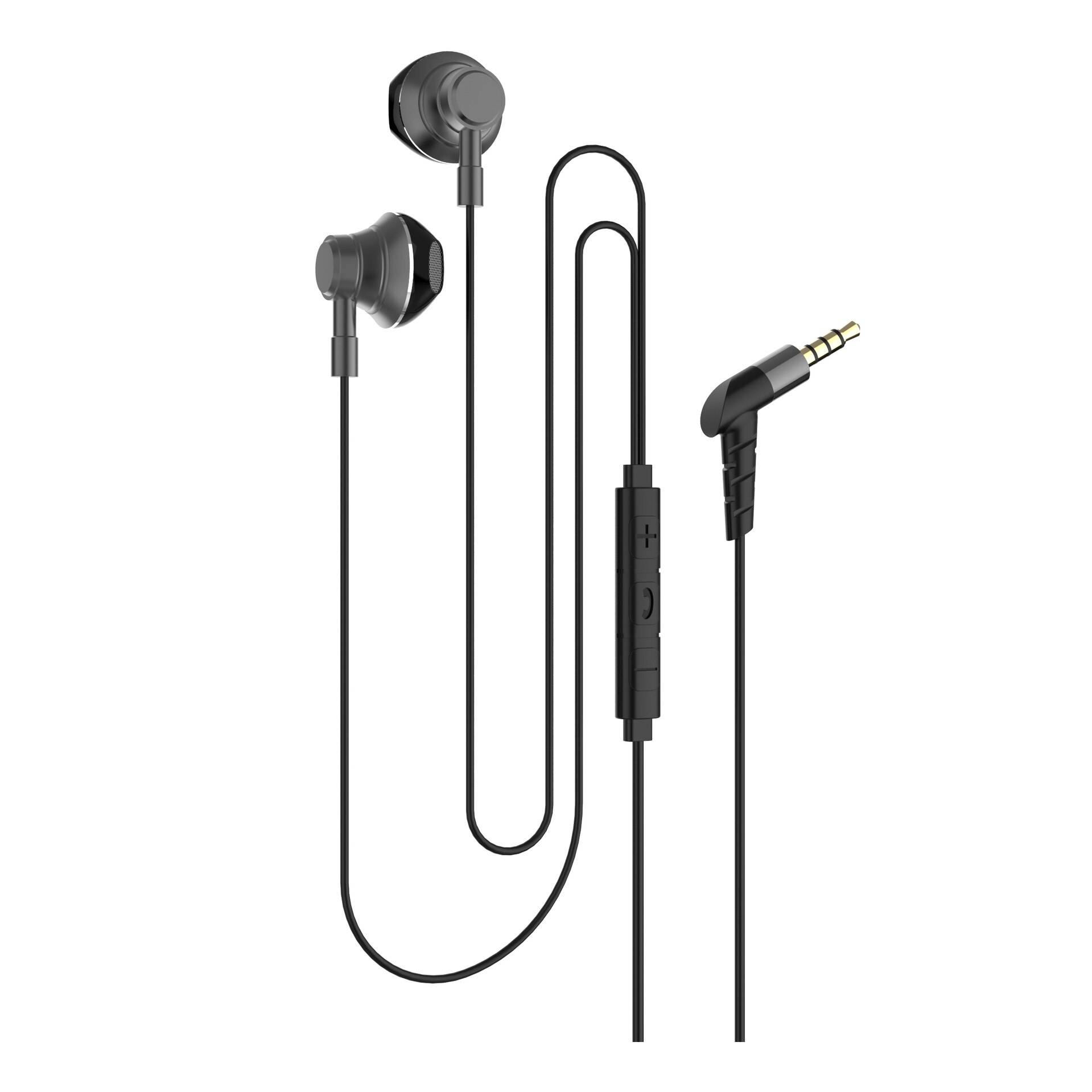 Słuchawki Douszne In-Ear z Basem - Przewodowe - Metalowe - Do Apple Android Tablet PC: Ciemnoszary