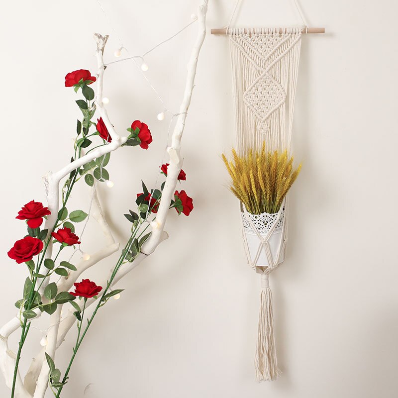 macrame wall hanging planter hangers air plant hanger holder balcony decoration wall planter pot woven basket bohemian makrama