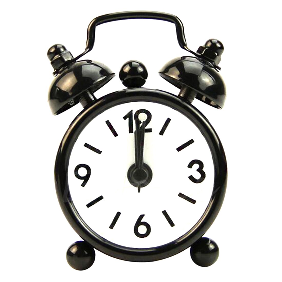 Di modo Nuova Casa Esterno Portatile Sveglio Bello Del Fumetto Quadrante Numero Tondo Desk Alarm Clock Mini: Black