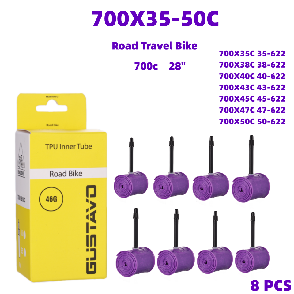 GUSTAVO Gravel Road Bike Inner Tube 700c X 23-32 / 35-50c TPU Material Tire MTB 29x1.5-1.95C 45mm 65mm Length French Valve: Beige / 60mm
