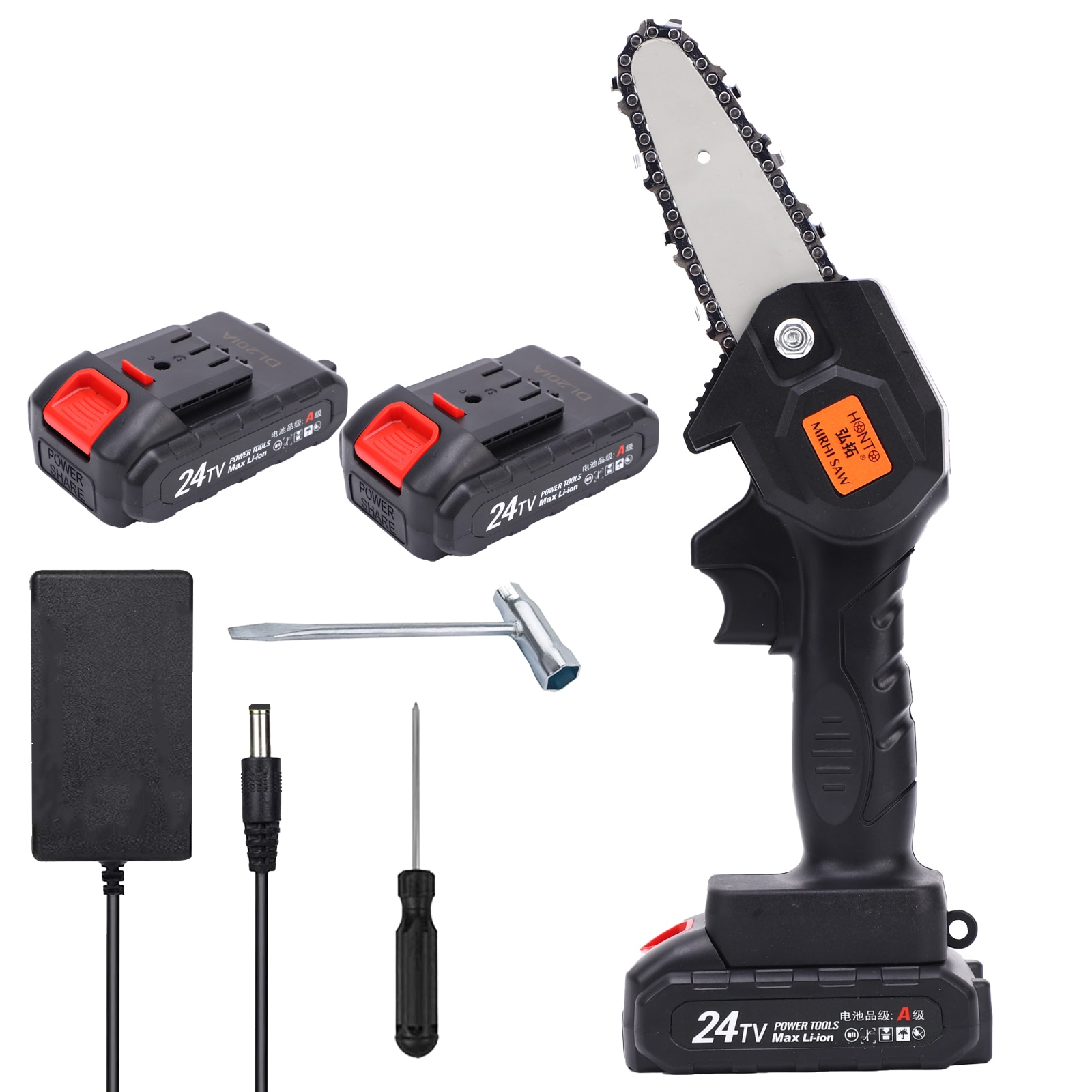 21V Mini Chainsaw Cordless Pruning Saw Electric Saw Lightweight Pruning Shears Chainsaw for Garden Tree Branch Logging Cutting