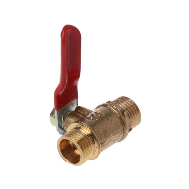 1/4" Ball Valve Male to Male Pipe BSP Brass Ball Valve Barb Hose Metal Ball Valve with Red Lever Handle