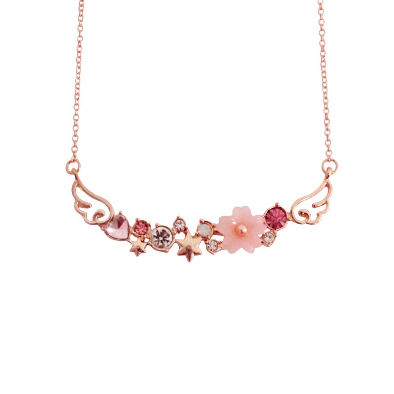 SANSUMMER Vrouwen Sieraden Sets Meisje Goud Roze Boog Sakura Earring Ketting Zoete Mooie Metalen Vrouwelijke Sieraden Sets 5709: 5717