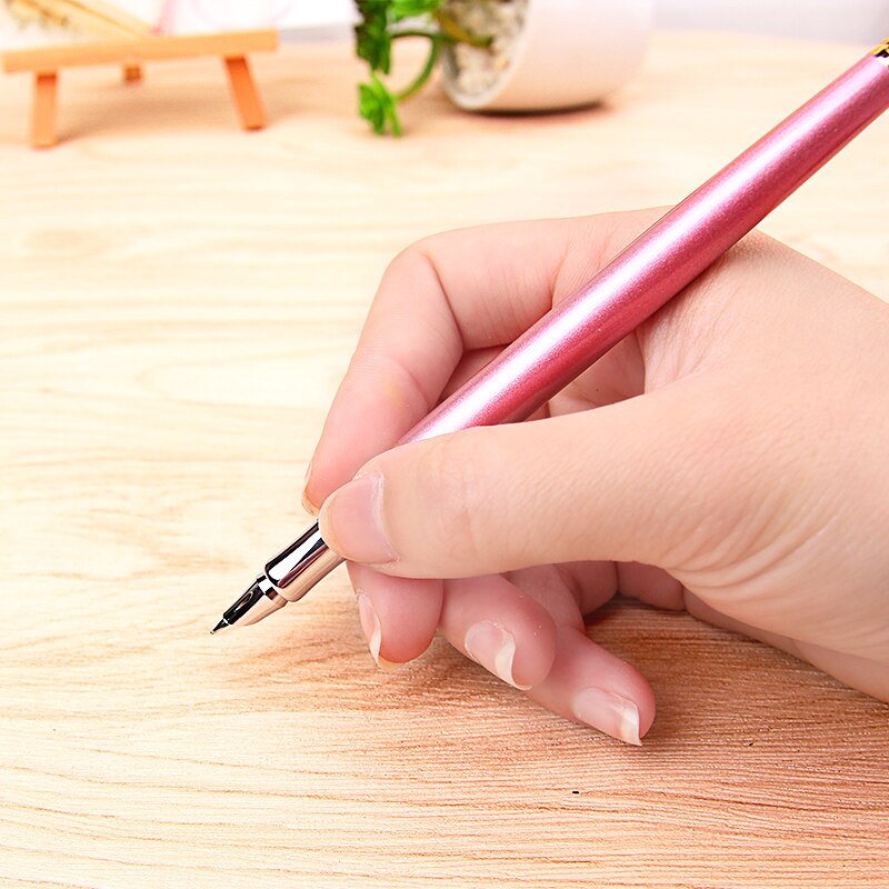 1pc Deli Metal Fountain Pen School Office Supplies Student Stationery Business Writing Ink Pens