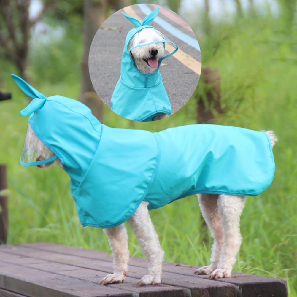 Huisdier Regenjas Transparante Rand Waterdicht Kunstleer Kleine Hond Outdoor Kleding Blauwe Hond Jas Voor Corgi Teddy