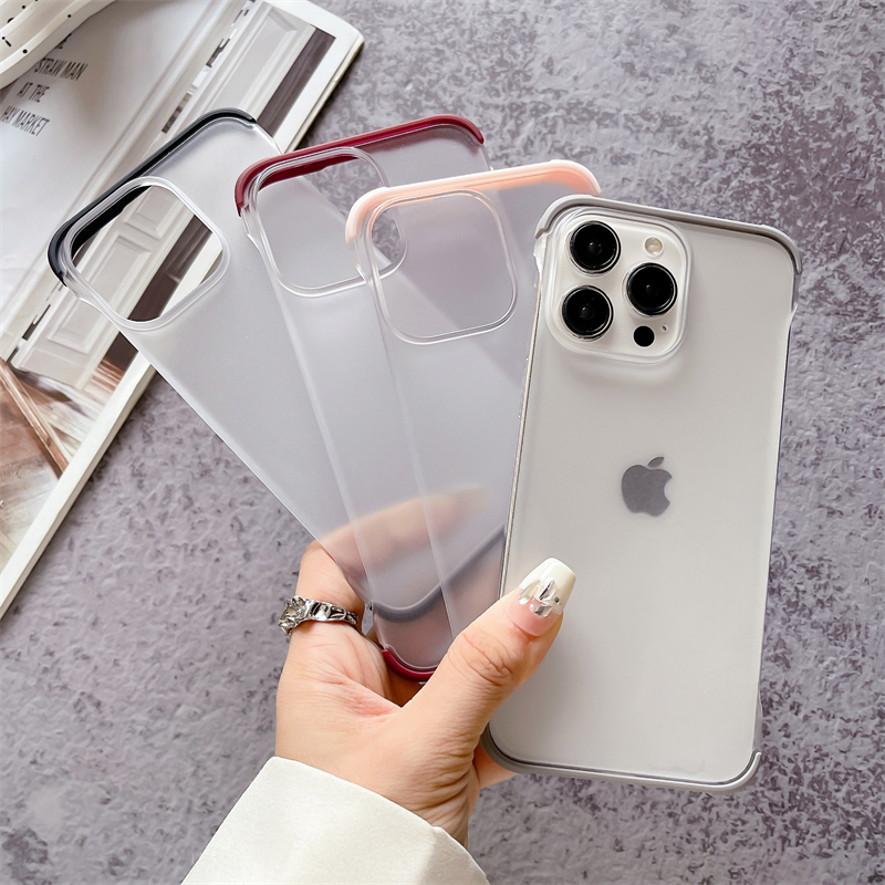 Funda de teléfono transparente mate ultrafina sin marco para iPhone 15Pro 14 13 12 15 Pro Max cubierta trasera translúcida de PC dura a prueba de golpes