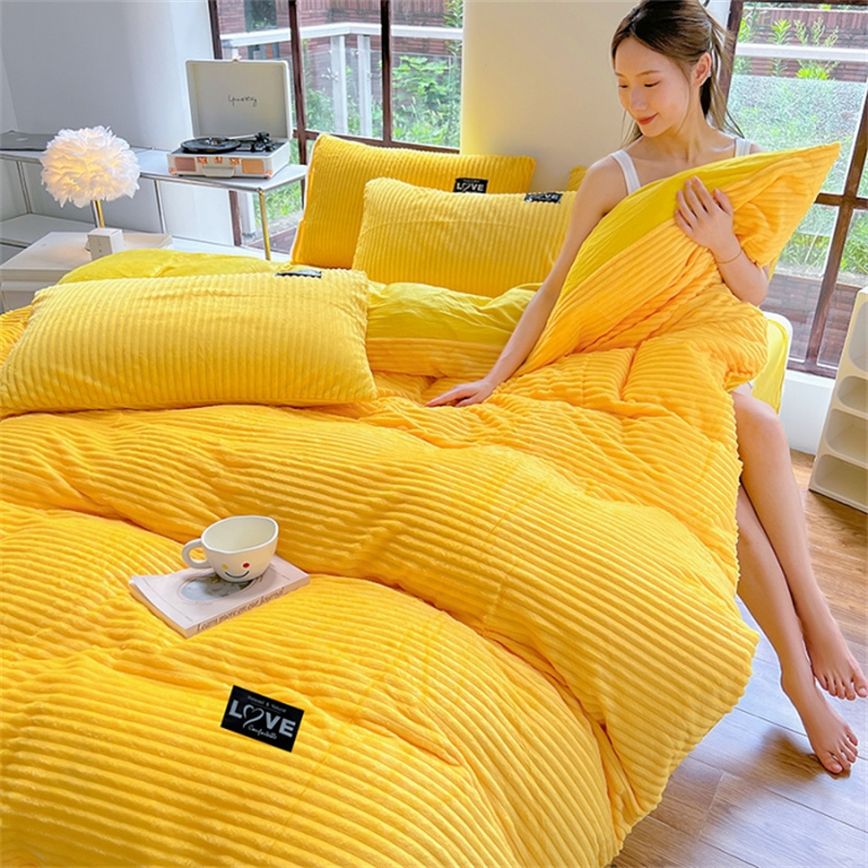 Funda nórdica de terciopelo grueso para invierno, juego de cama cálido de Color sólido, funda de edredón doble, funda de edredón doble Queen King de 220x240cm