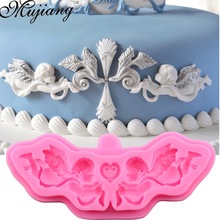 Mujiang DIY European Relief Angel Dry Pace Silicone Molds Wedding Cake Border Fondant Cake Decorating Chocolate Clay Molds XL280