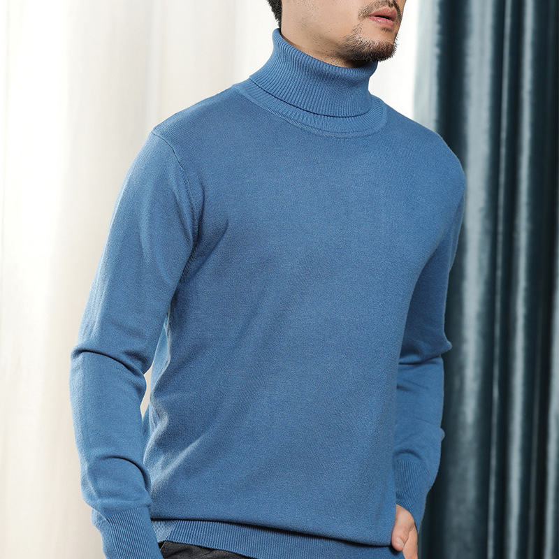 Autumn Winter Thick Turtleneck Sweater Men Pink Oversized Sweater Male Knitted Pullover Casual Long Sleeve Loose Knitwear Xxxl: L / LightBlue