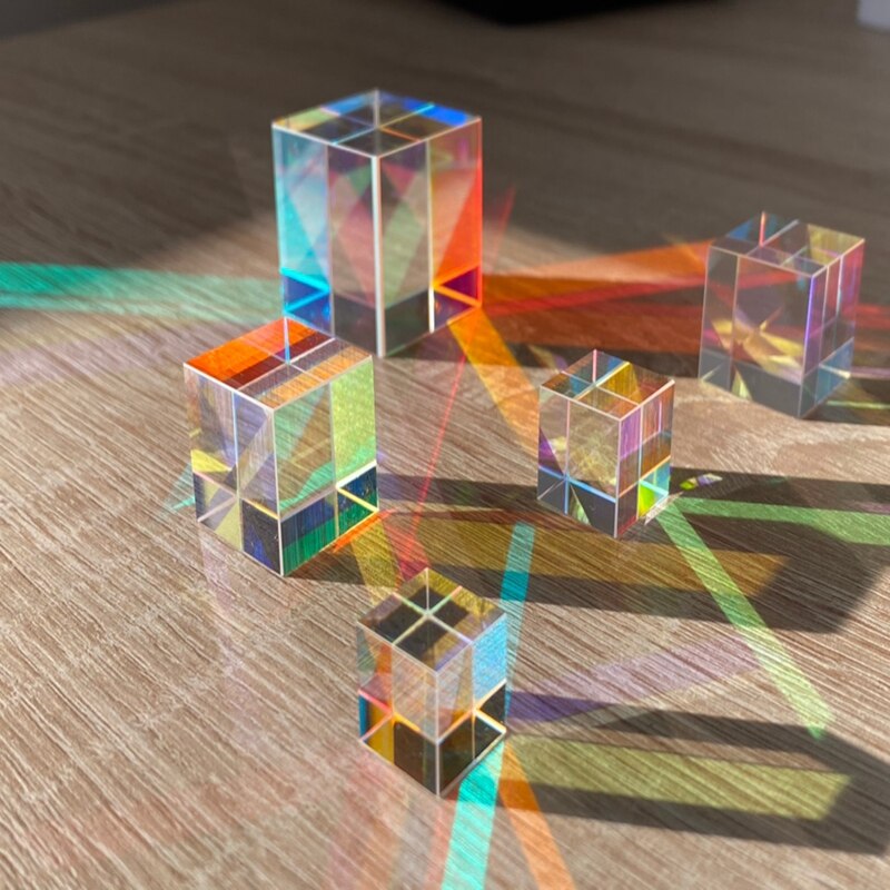 Six-Sided Bright Light Cube Stained Glass Prism Beam Splitting prism Optical Experiment Instrument optical Lens