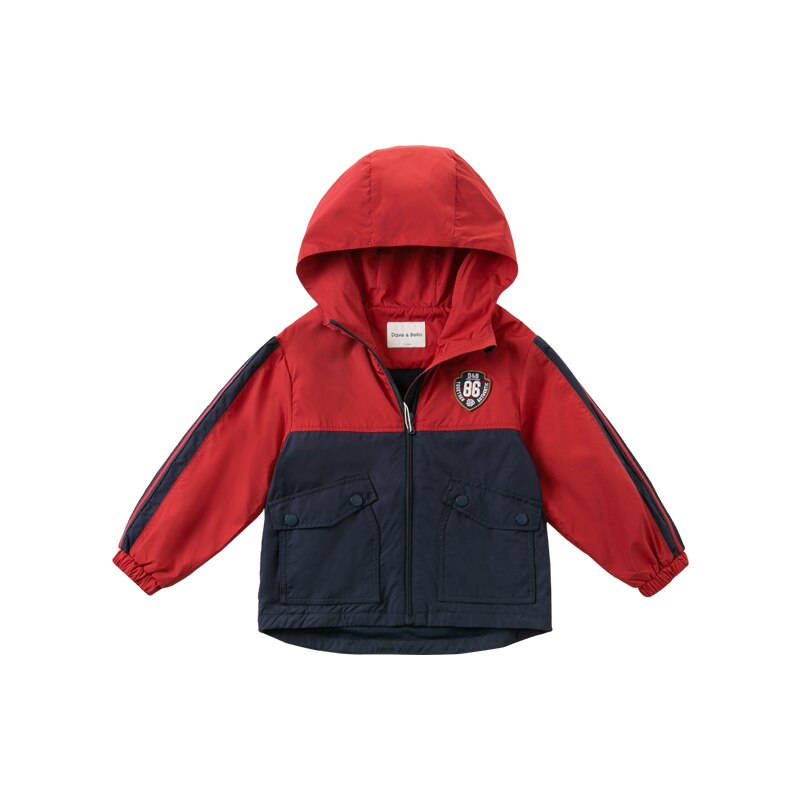 DKH14249 dave bella autunno bambini ragazzi lettera di modo della rappezzatura della chiusura lampo tasche del cappotto casuale per bambini superiore di alta qualità tuta sportiva: 7Y (130cm)