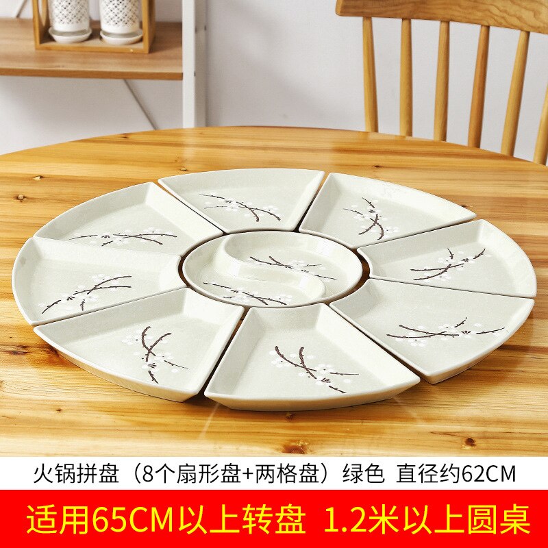 Reunion Platter Family Dinner Plates Hotel Seafood Ceramic Platter Brine Pendulum Plate Combination Box Plate Sets Dishes: Cyan platter A