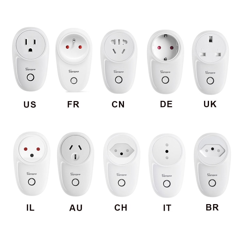 For Sonoff S26 Basic WiFi Smart Socket AU/CN/EU/UK/US Wireless Plug Smart Home Switch Power Sockets Work With Alexa Google Home