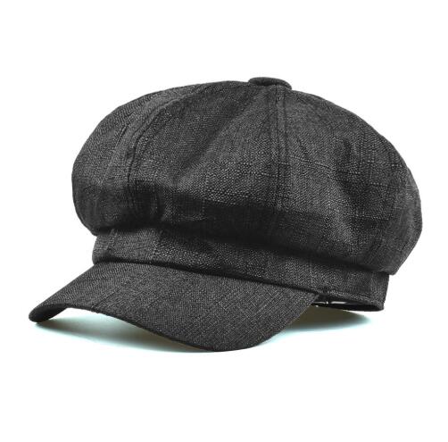 Krantenjongen Dunne Cap Katoen Linnen Baret Hoeden Voor Vrouwen Zomer Vintage Effen Beige Achthoekige Cap Dames Baker Jongen Kunstenaar Cap: Black