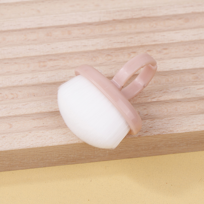 Nagelkonst dammborste spänneborste oval gel dammborste smink ringformad borste manikyrverktyg: Ljusgrön