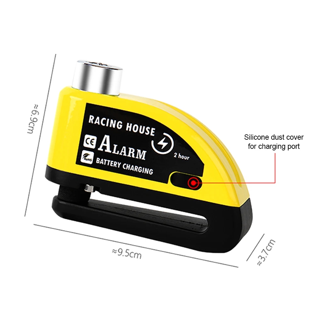 Motorrad Alarmschloss Rad Scheibenbremse mit Schlüssel Motorrad Fahrrad Wasserdicht Anti-Diebstahl Aluminiumlegierung Sicherheitsbremsschloss