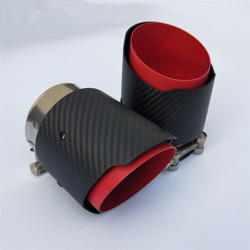 Carbon Fiber Staart Keel 80Mm Inlaat 101Mm Outlet Staight-Sided Matte Uitlaatpijp Tip Fit Voor Mazda CX5 CX4: Rood