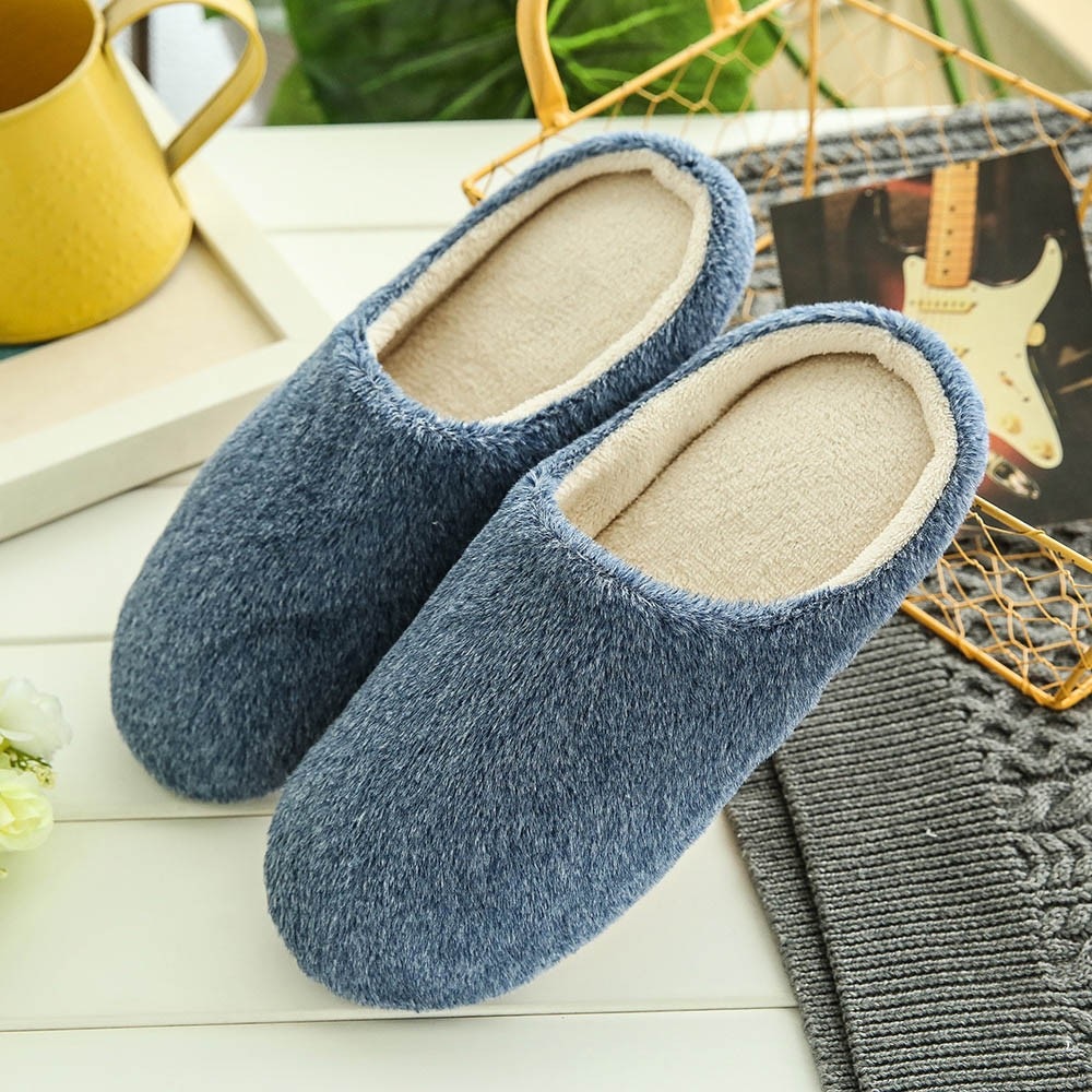 Men Warm Home Plush Soft Slippers Indoors Anti-slip Winter Floor Bedroom Shoes keep Warm easy wear and off домашние тапочки