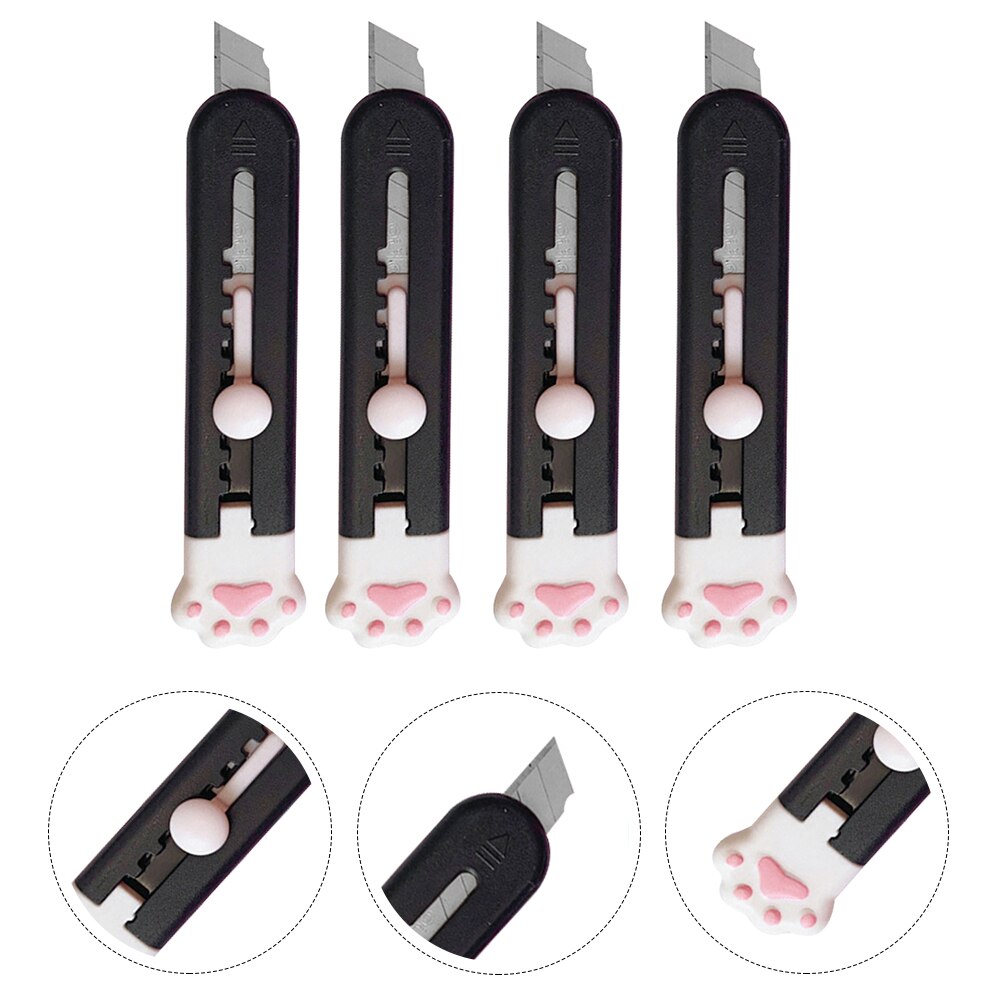 4Pcs Adorable Box Cutters Convenient Box Openers Multi-function Paper Cutters Cutting Supply: Black