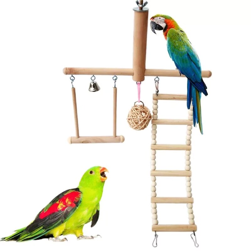 Cage à oiseaux support jouer gymnastique perche aire de jeux escalade échelle balançoire rotin boule mâcher jouets pour perroquet amour oiseaux perruches