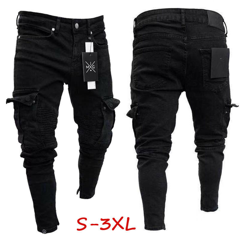 Pantalones largos de tubo rasgados para hombre, Jeans ajustados con agujeros de primavera, fina, hip hop, ropa,