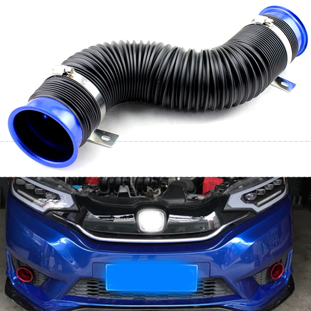 1Pc Universal Adjustable Flexible 3 Inch Cold Air Intake Induction Pipe Red/Blue