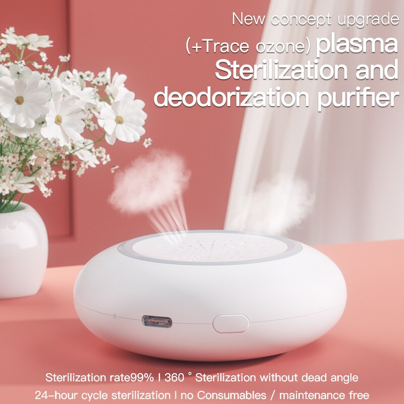 Mini Ozone Generator for Refrigerator Odor Removal Automatic Air Purifier 2 Modes USB Rechargeable Sterilization Device Home Use