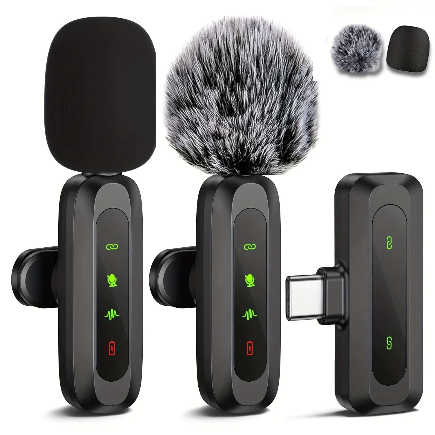 3 in 1 Lavalier Microphone Wireless Mini Mic For Phone/Tablet/PC Video Recording Clip-on 2 Mics For Vlog Podcast Content Creator: PURPLE