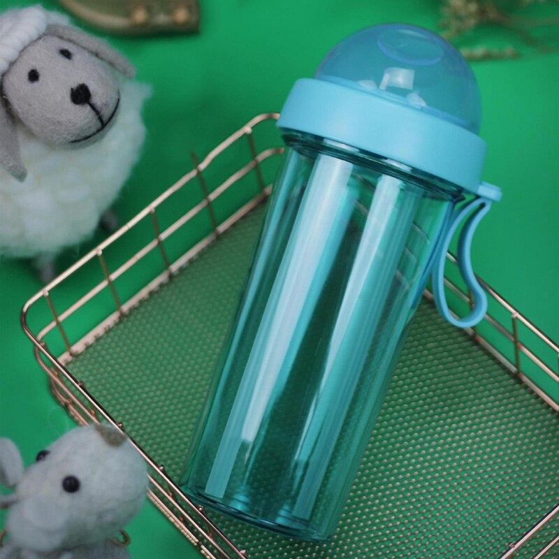 Draagbare dubbele rietjes aparte drinkfles voor water, koppels rietjesfles lekvrij: Groente