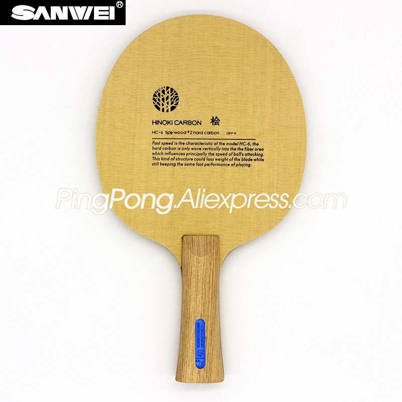 Original SANWEI HC6S Hino-Carbon Table Tennis Blade Racket (Light Weight, 3+2 HINOKI CARBON OFF+) HC-6S Ping Pong Bat Paddle