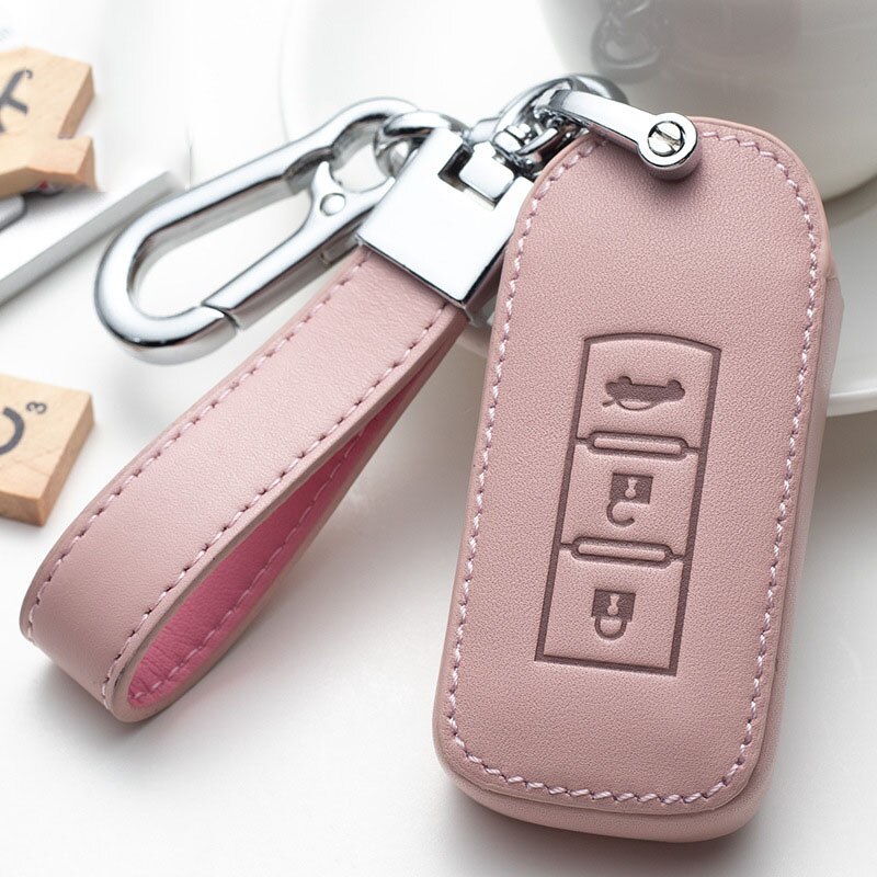 Leather Car Key Case Cover for Mitsubishi Outlander Lancer 10 Pajero Sport EX ASX RVR Colt Grandis L200 Smart 2 3 Button Case