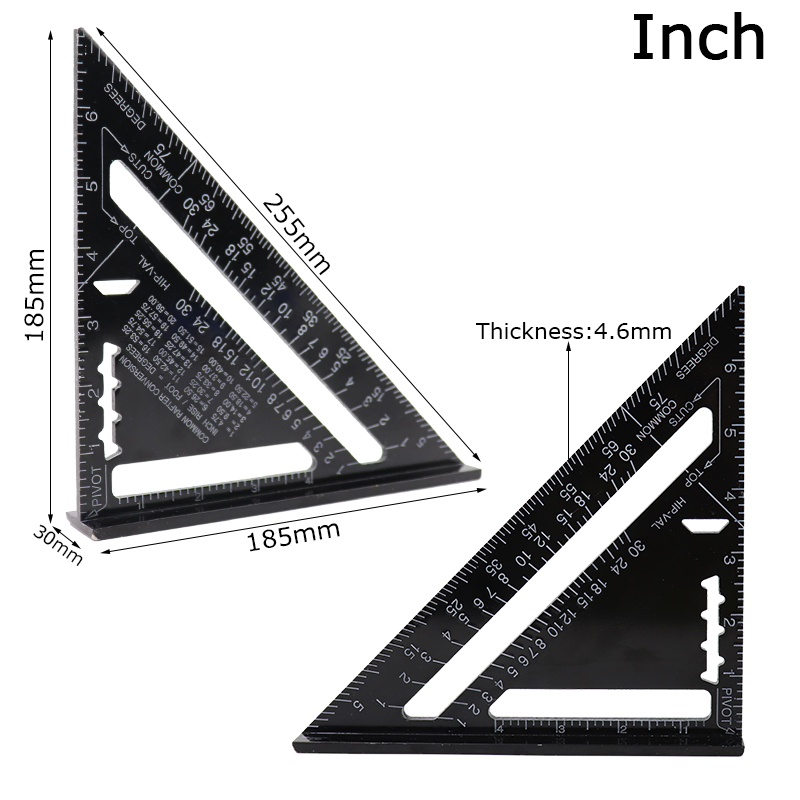 7 ''Aluminun Legierung Dreieck Winkel Ruler Messer 90 grad Winkelmesser Metric/Inch Quadrat Herrscher Für Holzbearbeitung Mess Werkzeuge