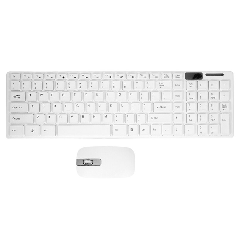 Wireless Slim White Keyboard + Wireless Optical Mouse Set For PC And Laptop: Default Title