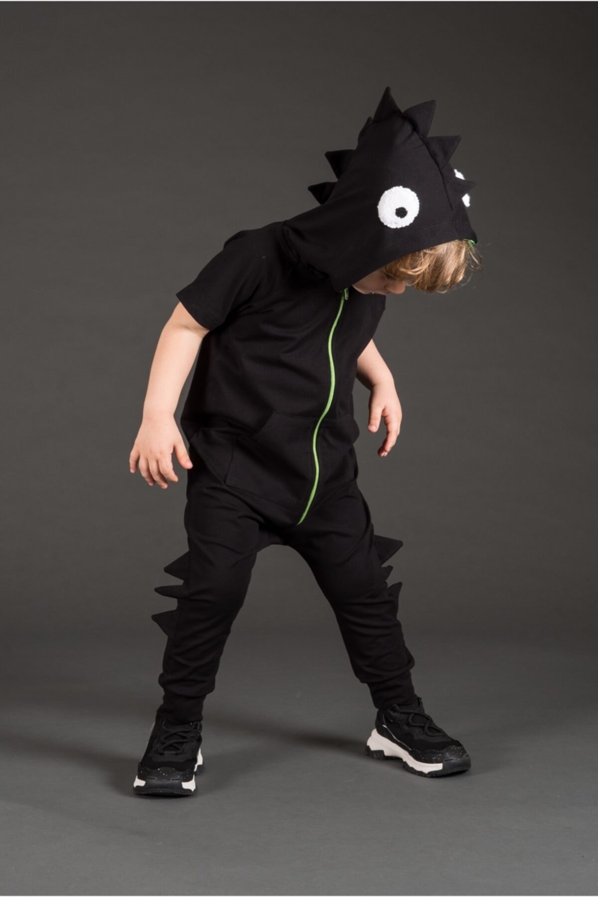 Kids Black Dıno Jumpsuit