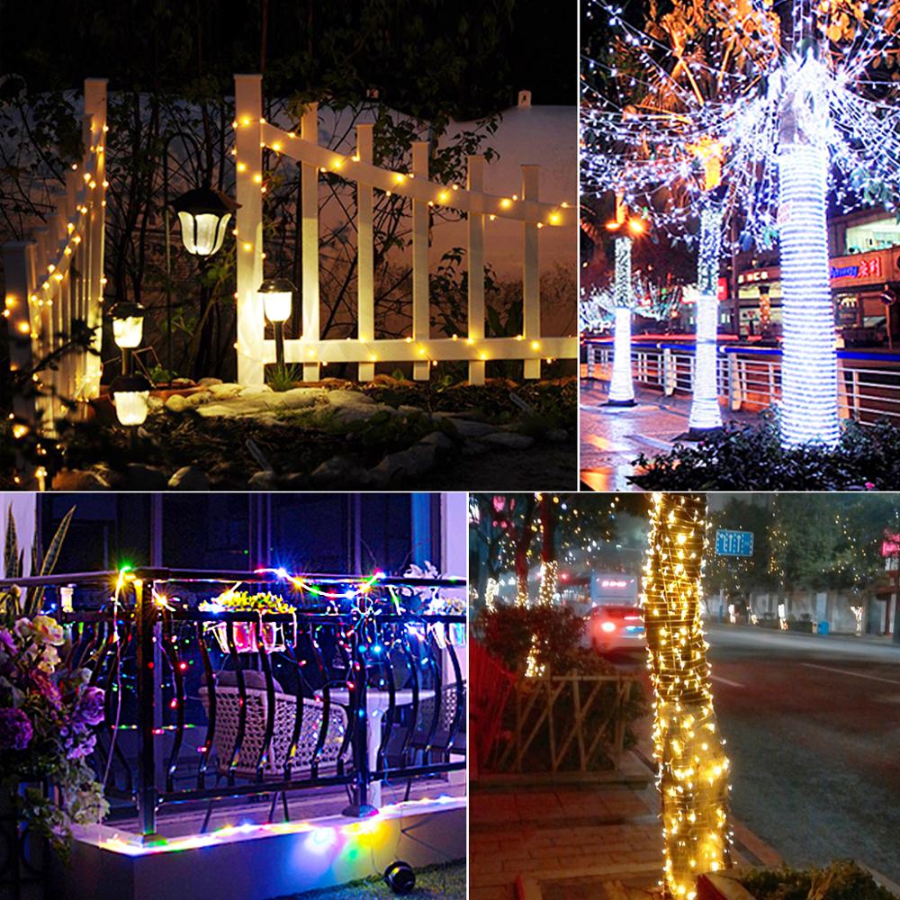 5/10/20m jul led ljus dekoration utomhus solenergi sträng ljus usb krans fairy lights bröllopsfest belysning