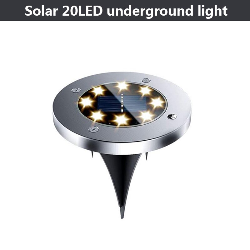 8 stk solcelle sti lys solenergi disk lys gang gulv lys underjordiske lamper udendørs have landskab have græsplæne lampe: Solar --20 led / 2 stk varmhvid