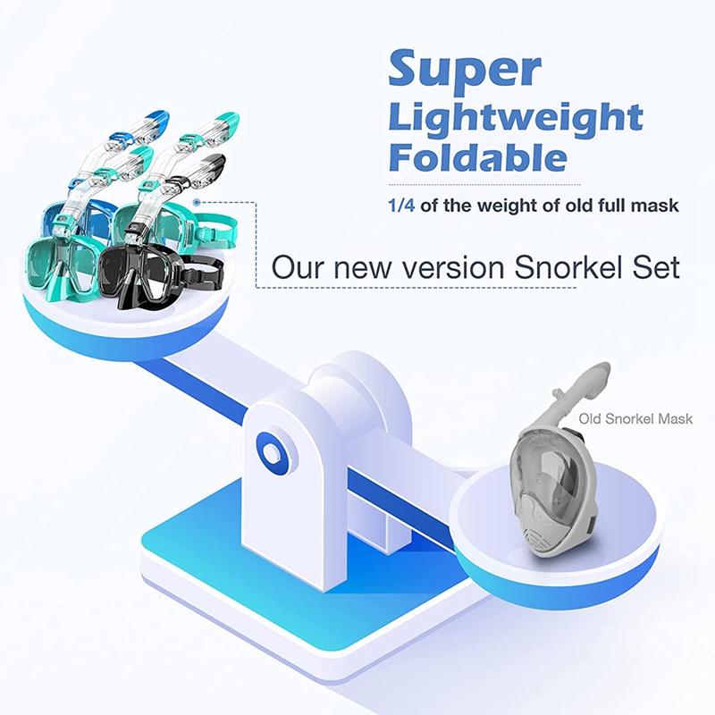 Snorkel Mask Foldable Diving Mask Set With Dry Top System And Camera Mount, Anti-Fog Snorkeling Gear