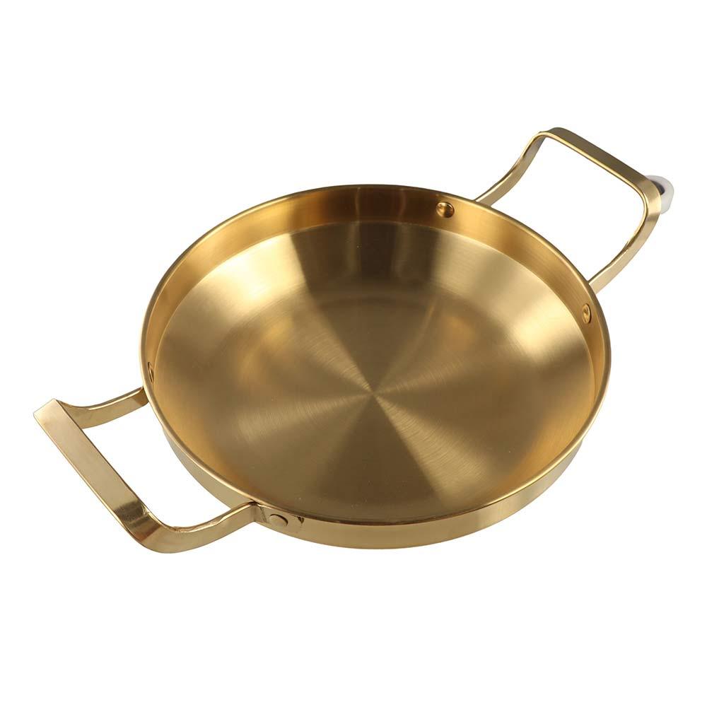 Korean Style BBQ Plate Frying Pan Salad Bowl Double Ear Dry Pot Stainless Steel Thickened Restaurant