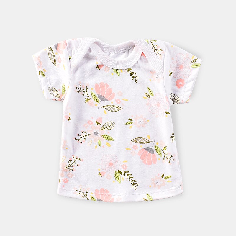 Baby Mädchen Druck Mantel Sommer Kurzen Ärmeln T-Shirt Dünne, Weiche Baumwolle Kleidung T: Blume / 3M