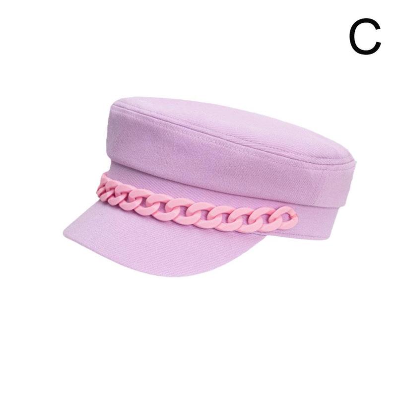 Beret Chain Navy Hat Octagonal Hat Women&#39;s Autumn And Winter Flat Top Navy Hat British Retro Newsboy Hat Baseball Cap: 3